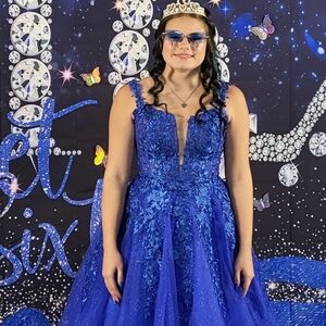 Elegant Blue Lace Gown